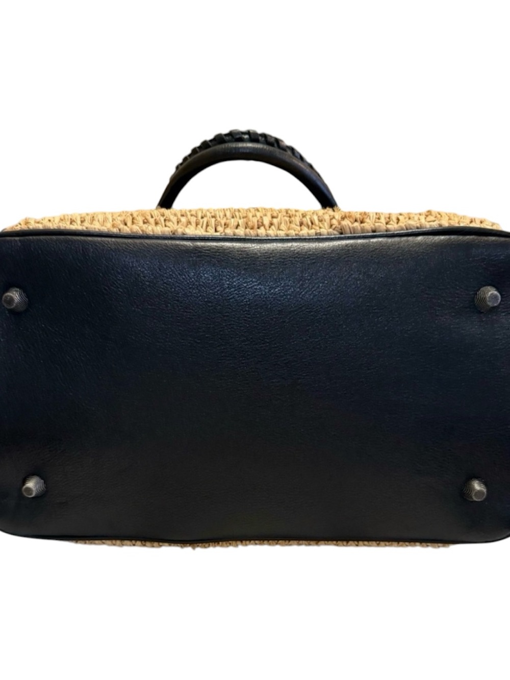 Rebecca Minkoff ~ Black Leather & Straw Satchel - Picture 7 of 8